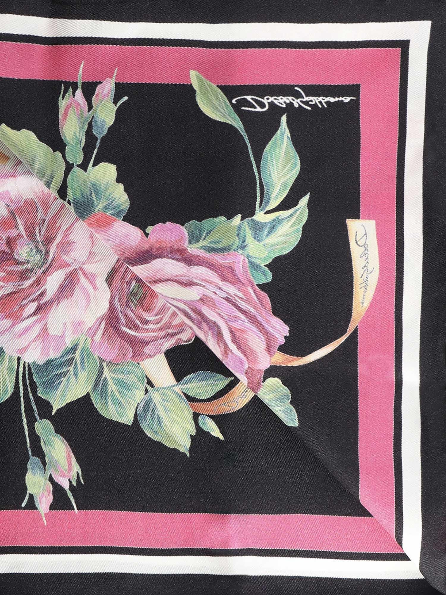 Foulard in twill di seta stampa Rose FN092R GDCUJHD5JA DOLCE & GABBANA 