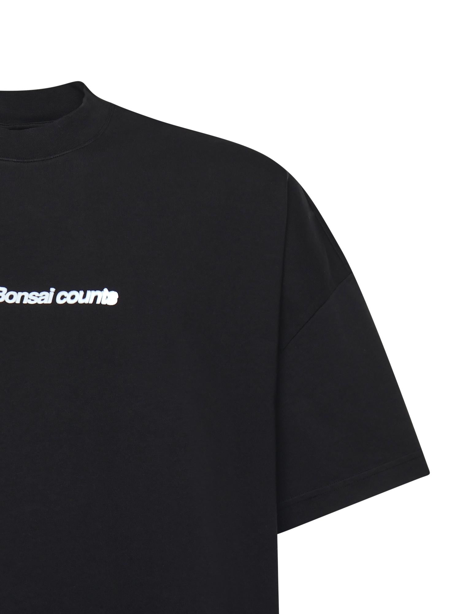 T-shirt in cotone con stampa TS002003 BLK BONSAI 