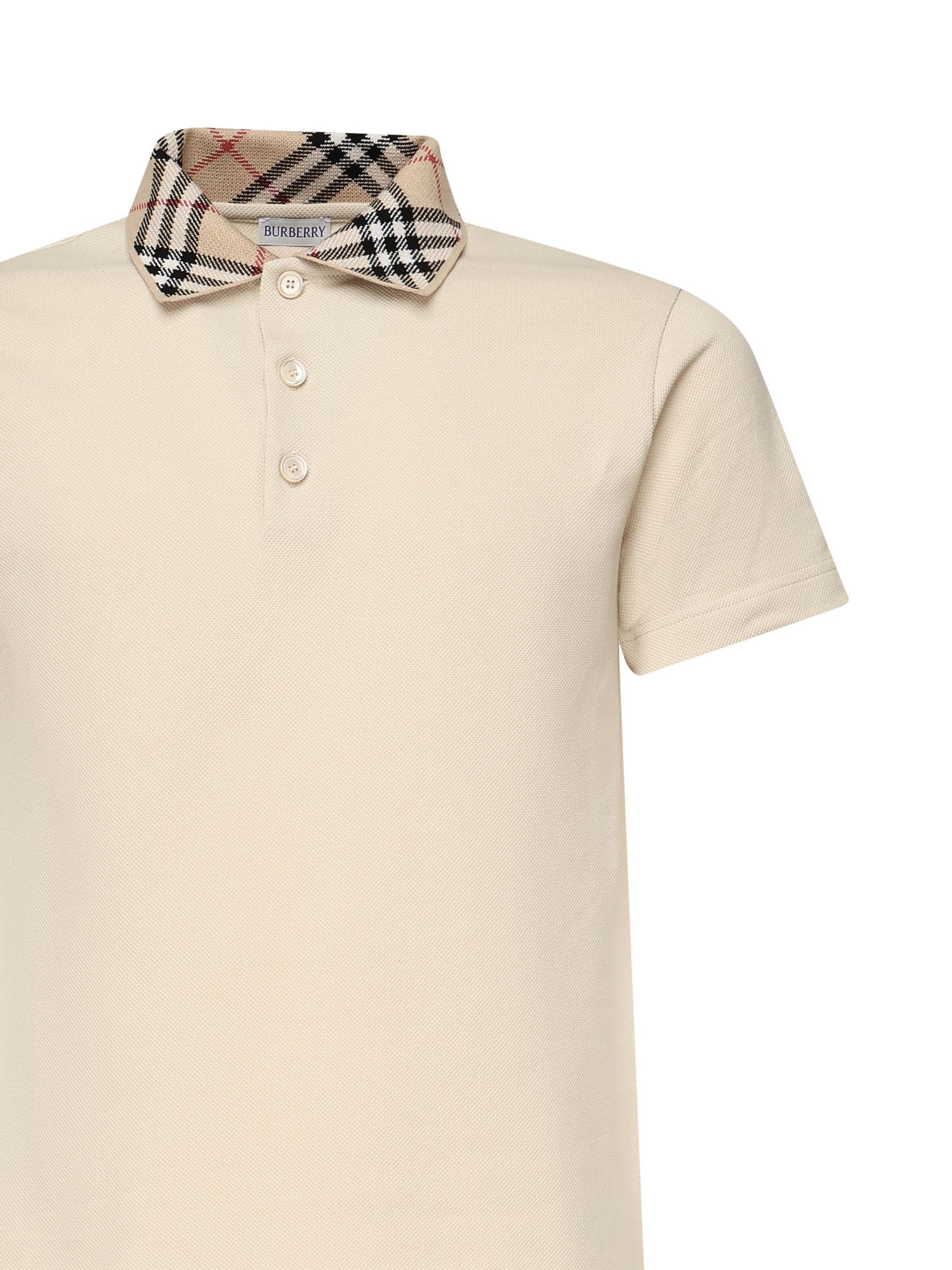Polo in cotone con colletto Check 8103864 C1740 BURBERRY 