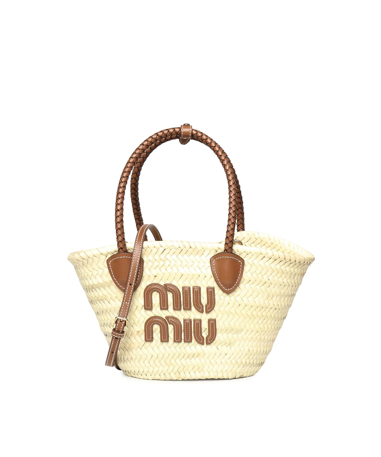 Borsa shopping in tessuto intrecciato 5BG273 2DDHF0A5T MIU MIU 