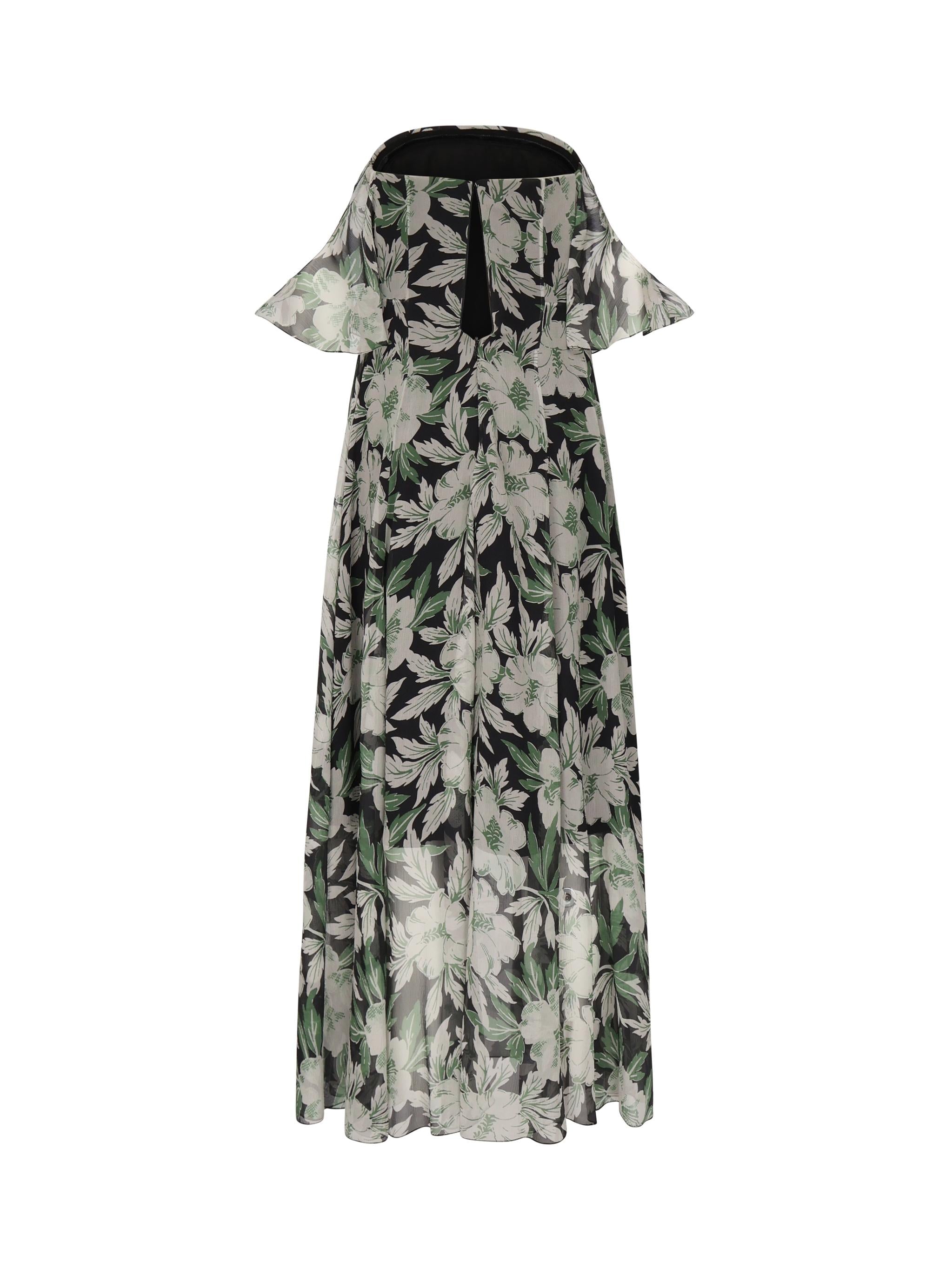 Abito in seta con stampa floreale S540Y09XS5 9990 LOEWE 