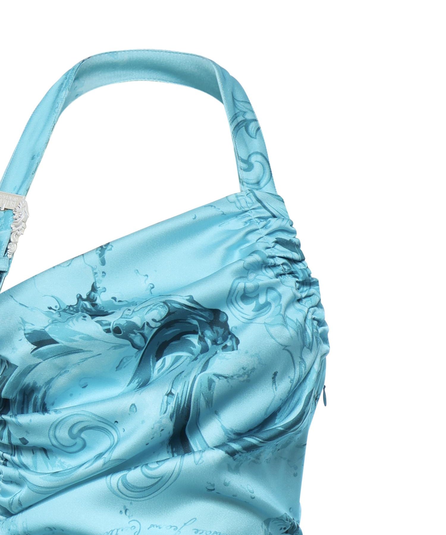 Abito midi drappeggiato con stampa 80HAO913 NS820203 VERSACE JEANS COUTURE 