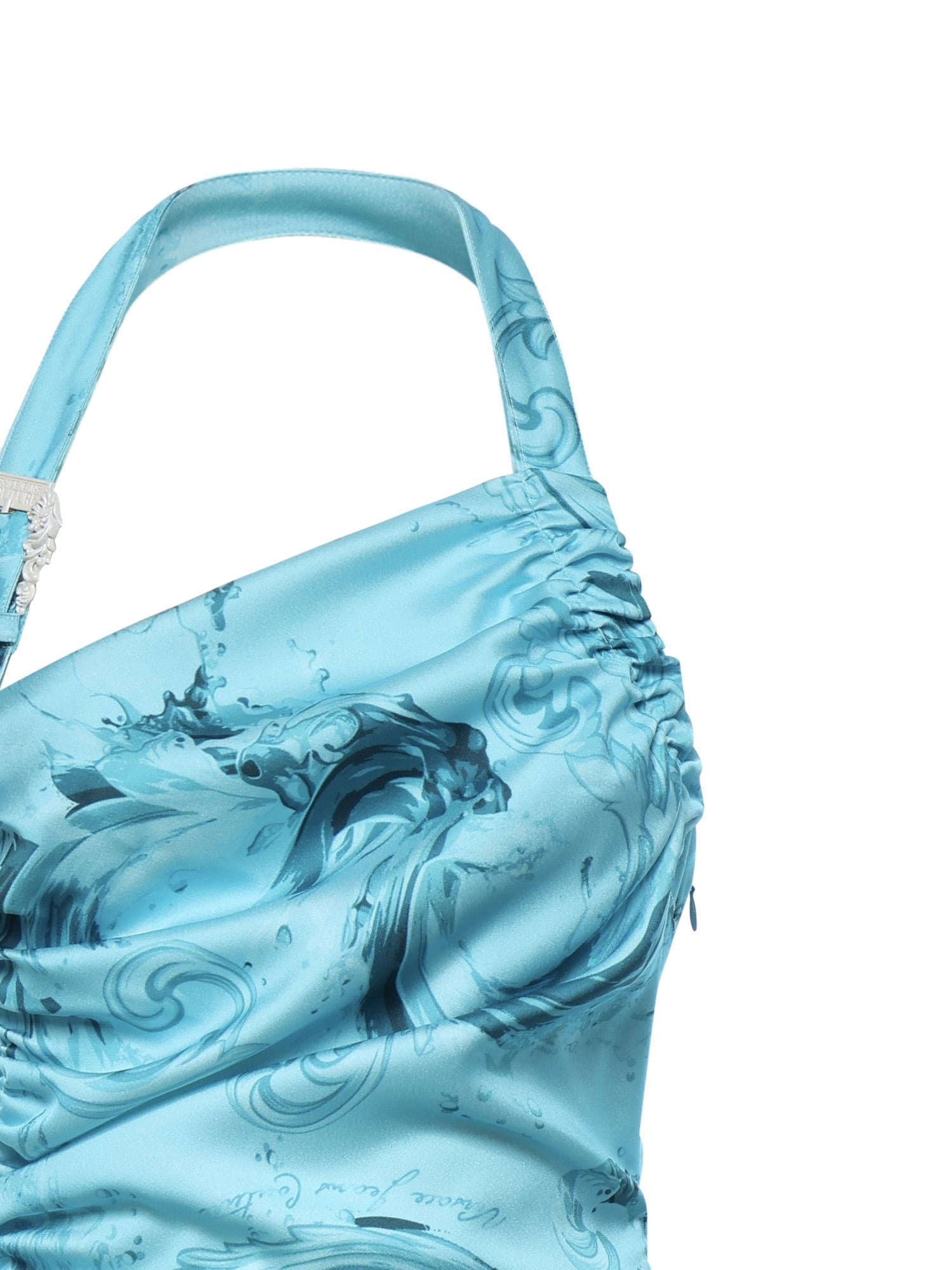 Abito midi drappeggiato con stampa 80HAO913 NS820203 VERSACE JEANS COUTURE 