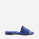 SANDALI SLIDES VICKY IN PELLE STAMPA COCCO<BR/> VICKY COCCOBLUETTE GIULIANO GALIANO 