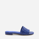 SANDALI SLIDES VICKY IN PELLE STAMPA COCCO<BR/> VICKY COCCOBLUETTE GIULIANO GALIANO 