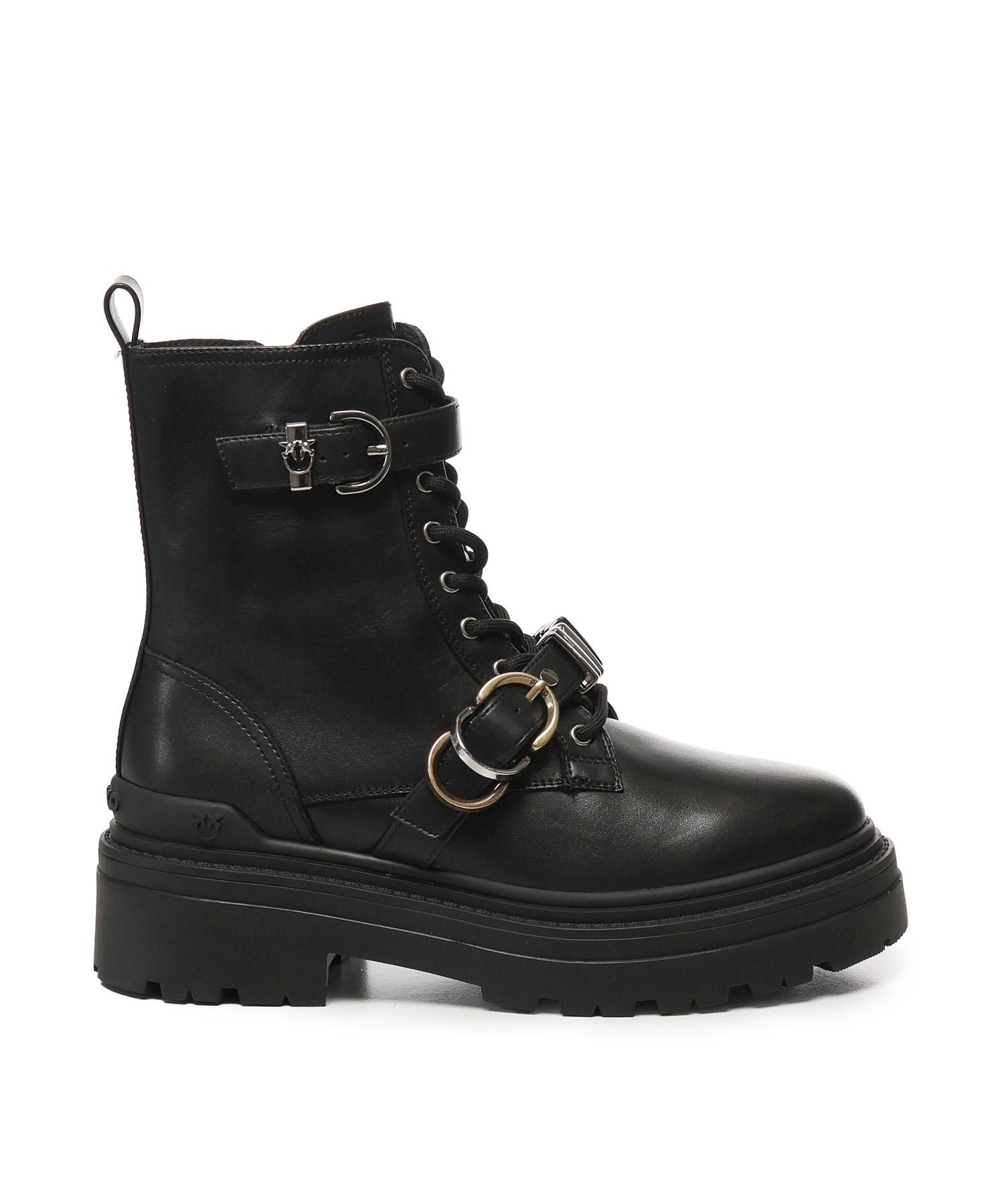 Anfibi in pelle con logo<BR/> SD0407 P087Z99 PINKO 