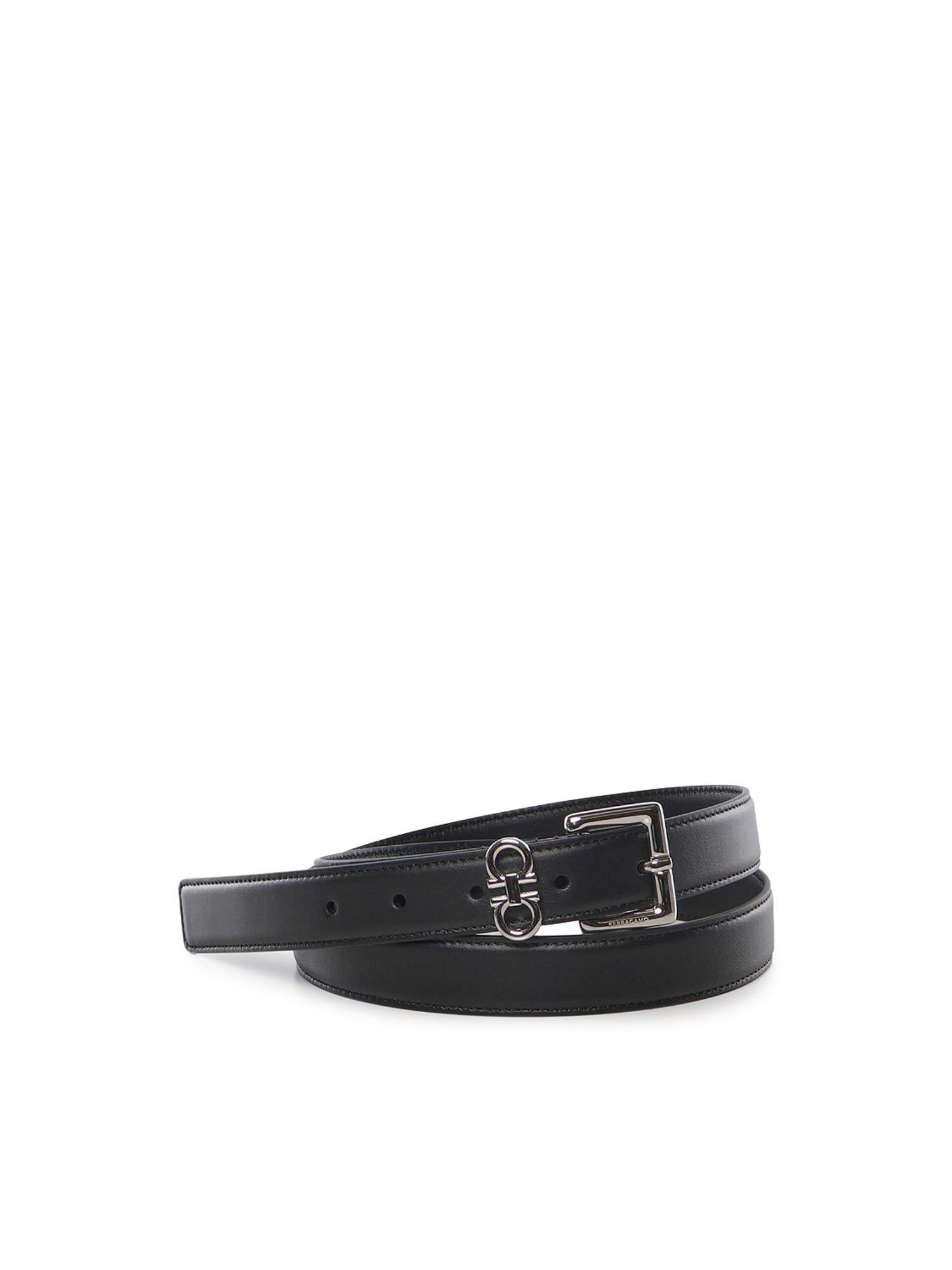 Cintura con doppio Gancini in pelle 230346 791904006 FERRAGAMO 