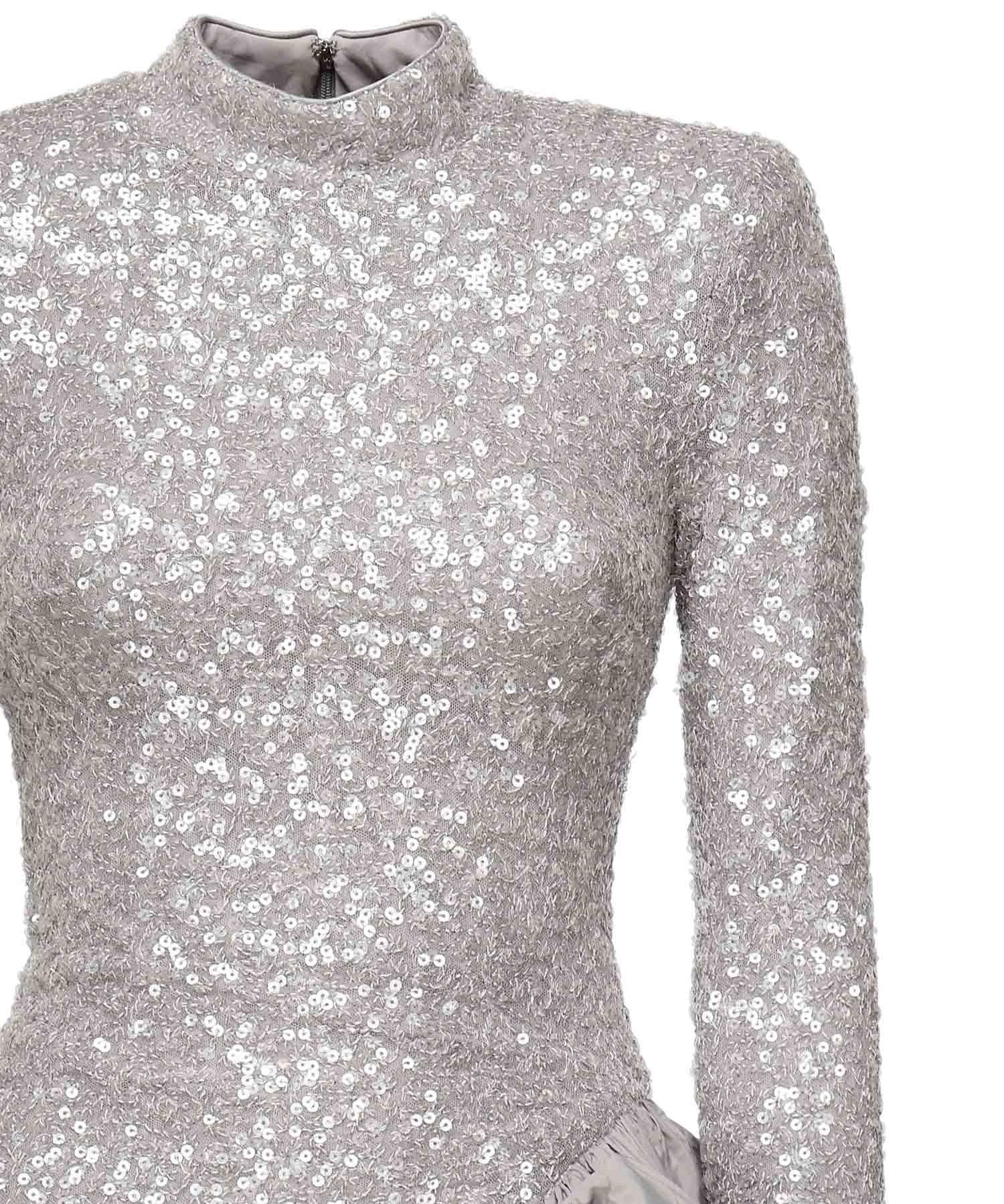 Abito midi asimmetrico con paillettes 114315 039 ROTATE 