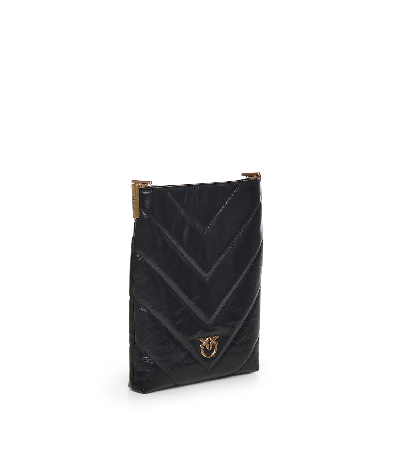 Bustina in pelle motivo chevron 105352 A2W2Z99Q PINKO 