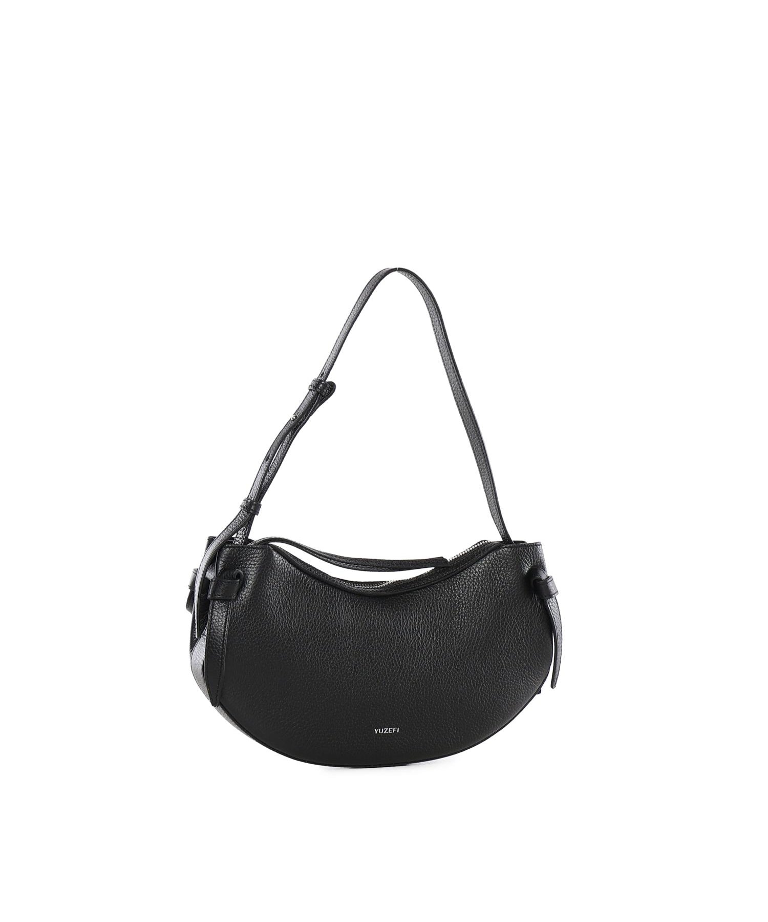 Borsa Fortune in pelle con logo FORTUNE COOKIE PEBBLE GRAIN LEATHER BLACK YUZEFI 