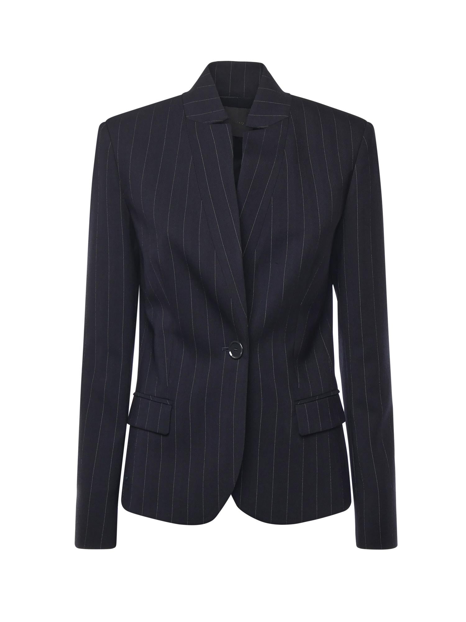 Blazer sfiancato in lana gessata 105626 A2QYEZ1 PINKO 
