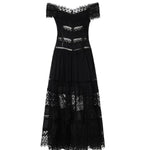 Abito midi Amaira in voile di cotone e pizzo 261623 BLACK CHARO RUIZ 