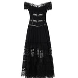 Abito midi Amaira in voile di cotone e pizzo 261623 BLACK CHARO RUIZ 