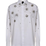 Camicia con cristalli in cotone 106225 A31WZ04 PINKO 
