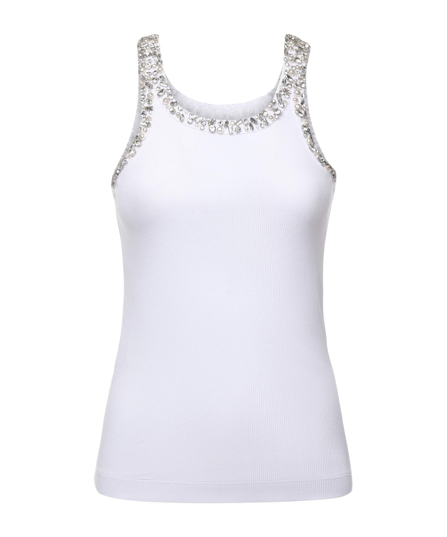 Top a costine con ricami gioiello 104109 A2TMZ04 PINKO 