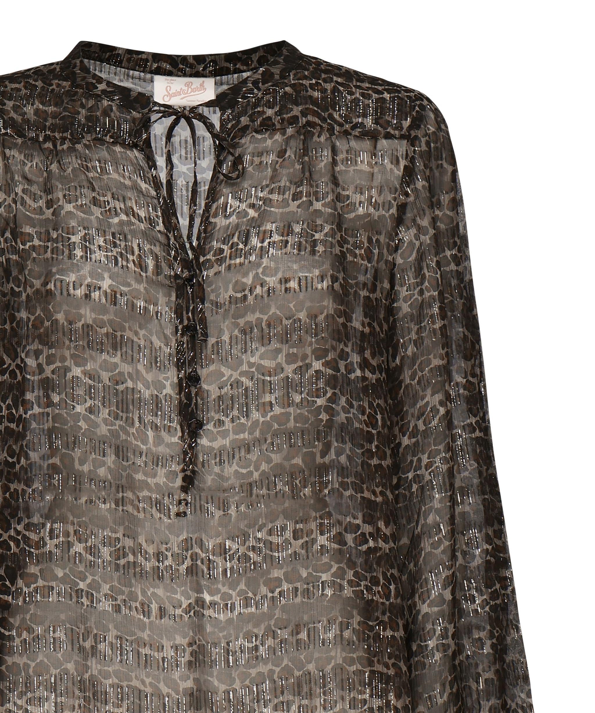 Blusa Harper in seta con stampa animalier HRP001 03047H MC2 SAINT BARTH 