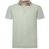 Polo in cotone con colletto Check 8118949 C4011 BURBERRY 