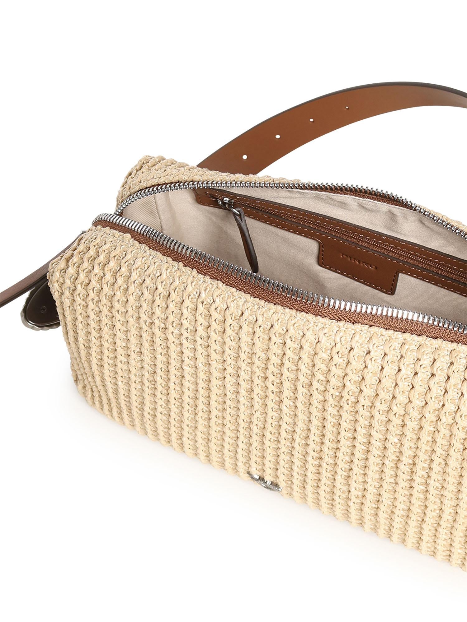 Borsa a spalla in rafia con logo 106661 A391HH2O PINKO 
