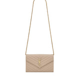 Pochette con catena Cassandre in pelle grain de poudre 377828 BOW012721 SAINT LAURENT 