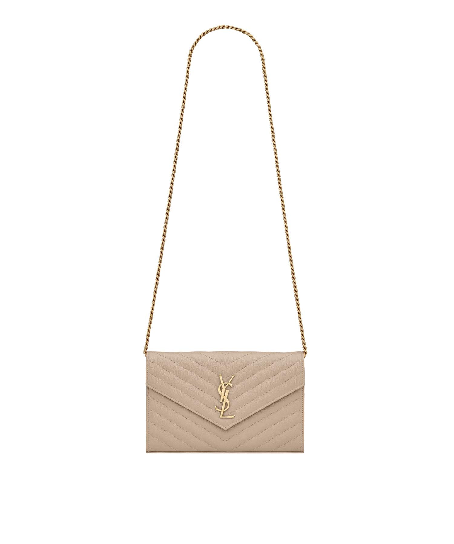 Pochette con catena Cassandre in pelle grain de poudre 377828 BOW012721 SAINT LAURENT 