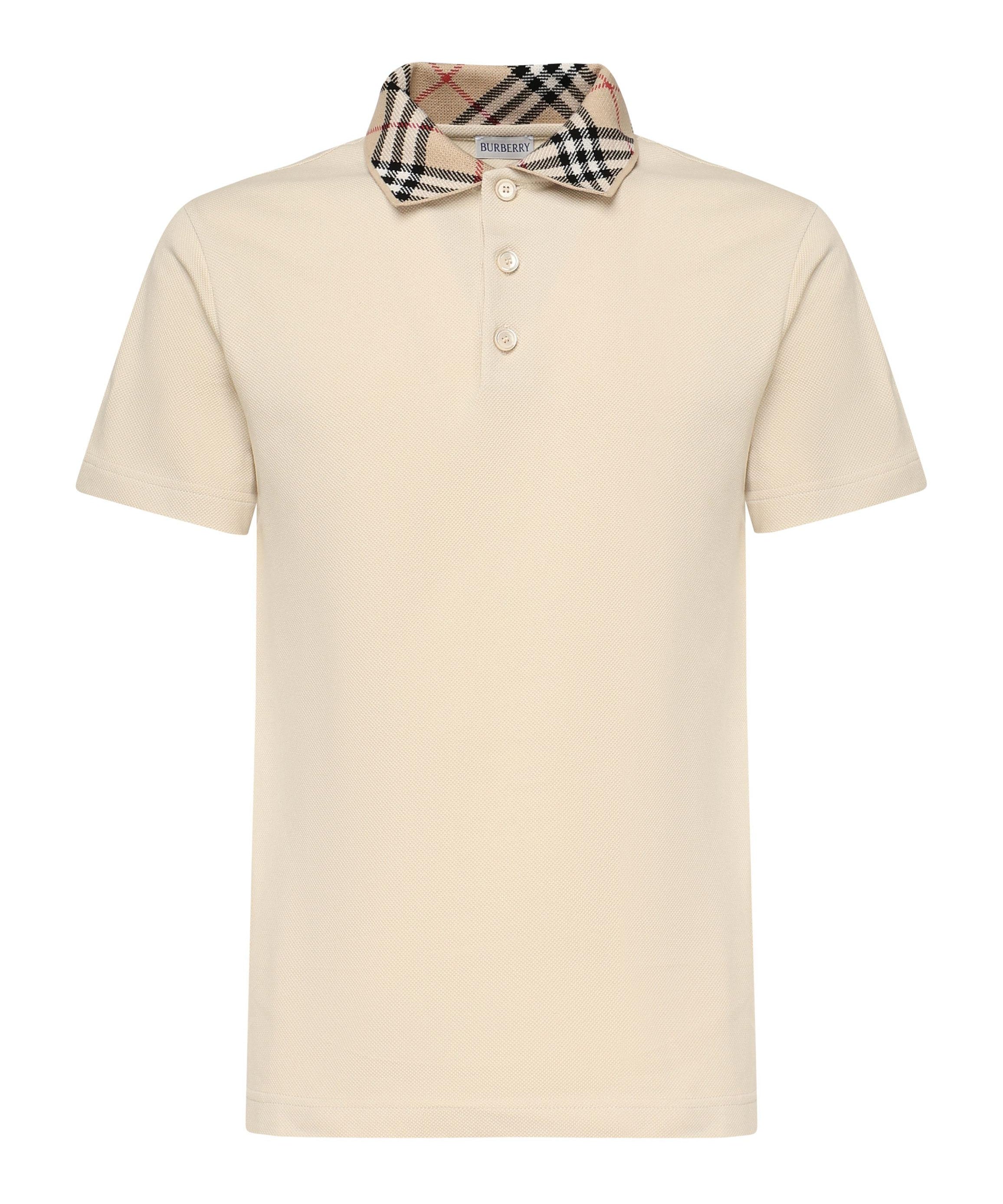 Polo in cotone con colletto Check 8103864 C1740 BURBERRY 