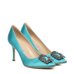 Décolleté Hangisi con fibbia gioiello in raso 9XX0663 4444 MANOLO BLAHNIK 