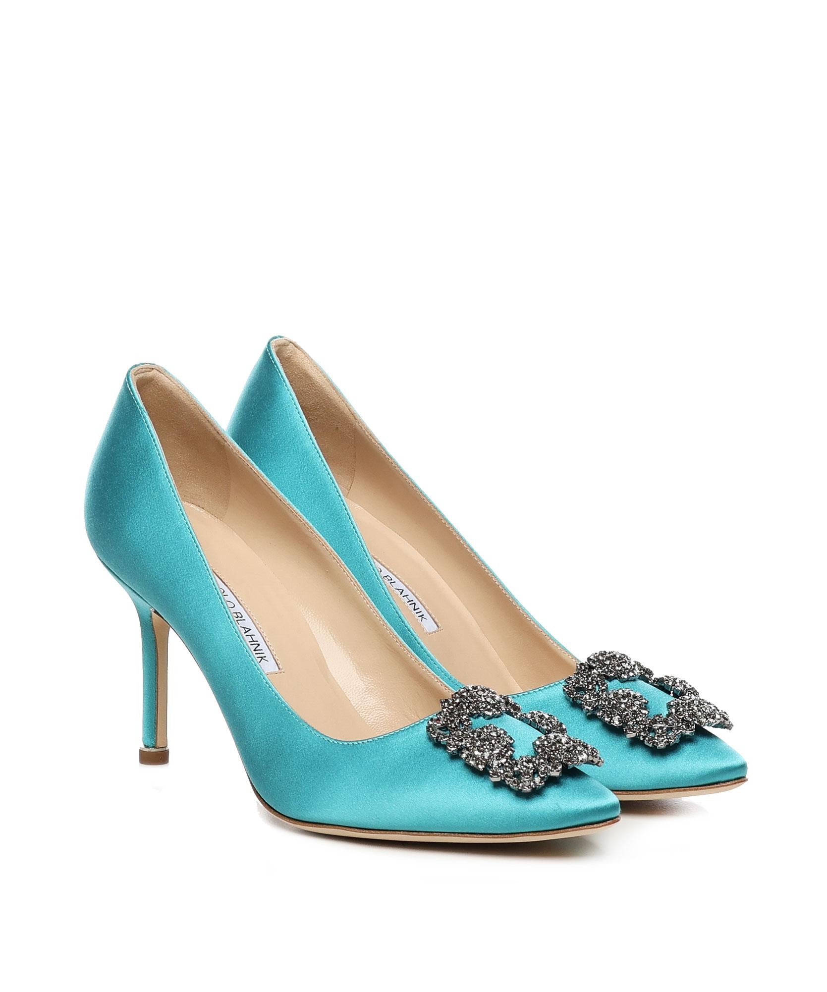 Décolleté Hangisi con fibbia gioiello in raso 9XX0663 4444 MANOLO BLAHNIK 