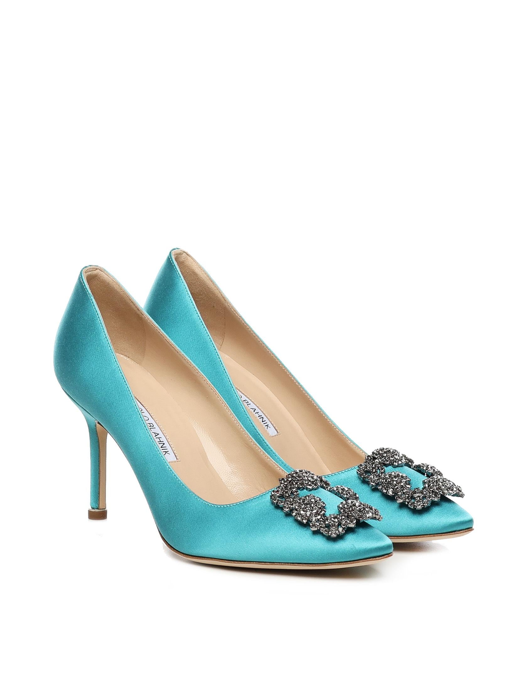 Décolleté Hangisi con fibbia gioiello in raso 9XX0663 4444 MANOLO BLAHNIK 