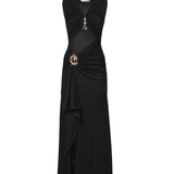 Abito midi Droplet Crystal Separation in jersey 26013750 BLACK CHRISTOPHER ESBER 