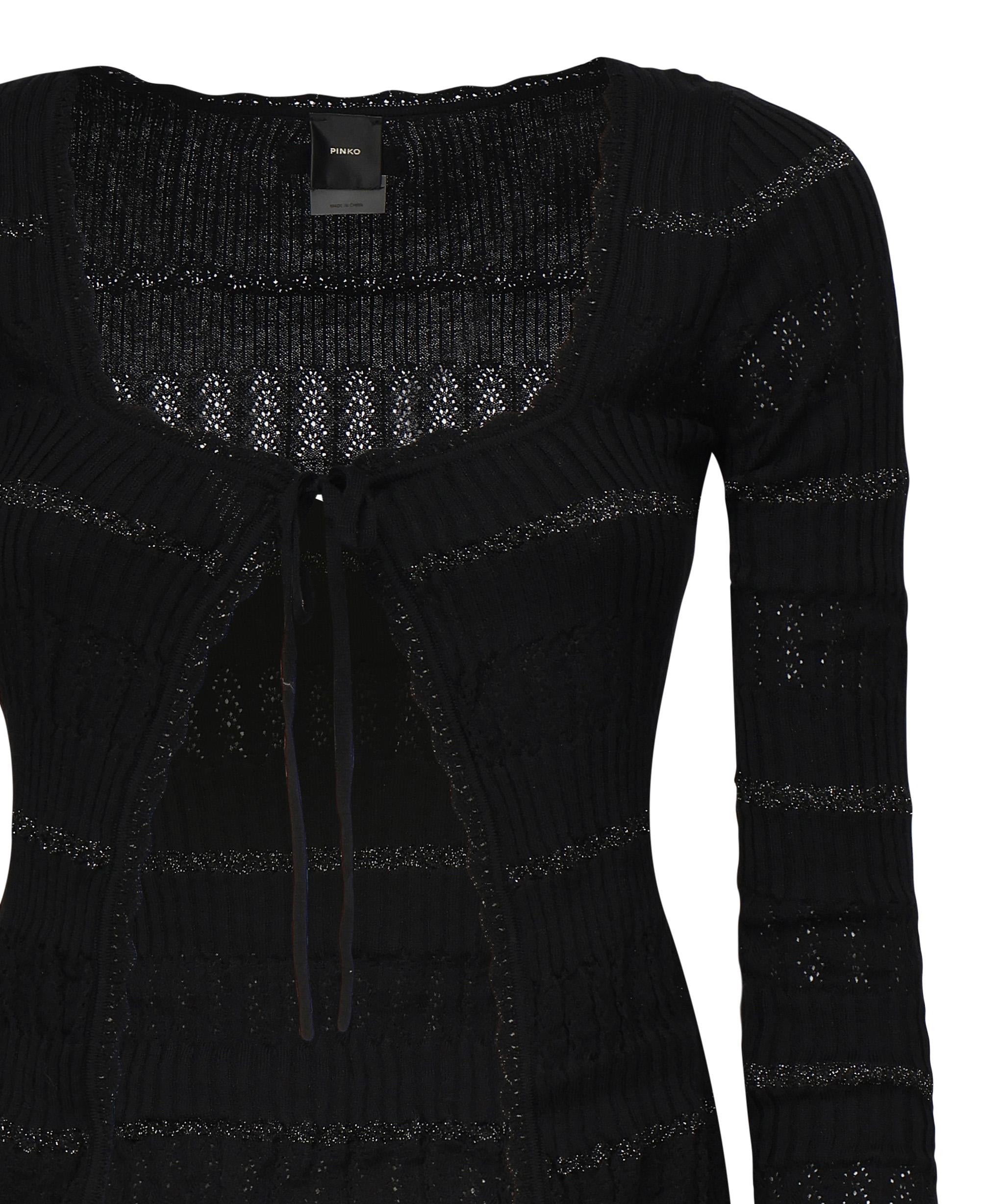 Polo maniche lunghe con riga metallizzata 104734 A2FCZ99 PINKO 