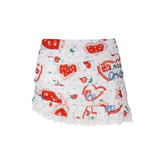 Mini gonna asimmetrica con stampa retrò CBS1932-SU24 -RED FOR LOVE & LEMONS 