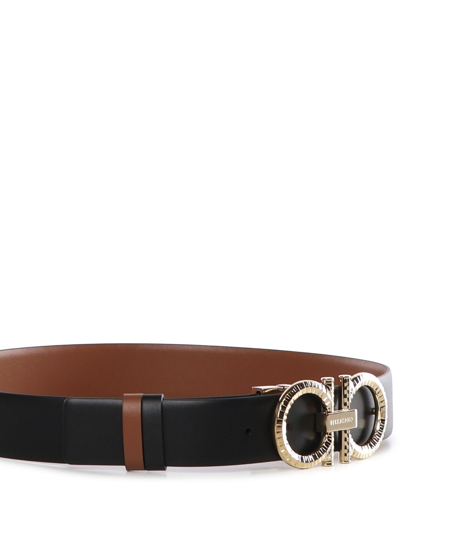 Cintura con Gancini martellato in pelle 230421 786305001 FERRAGAMO 