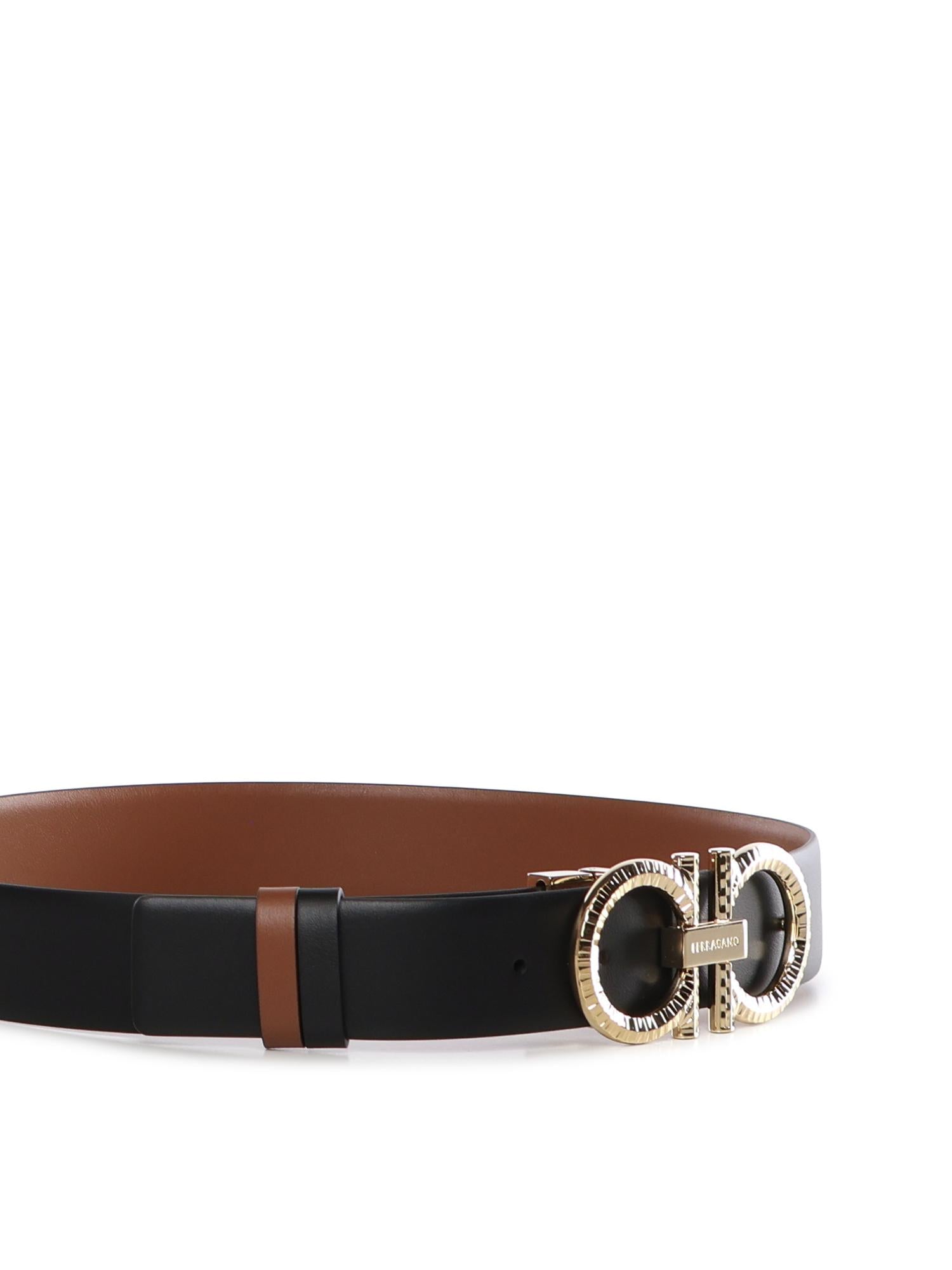 Cintura con Gancini martellato in pelle 230421 786305001 FERRAGAMO 