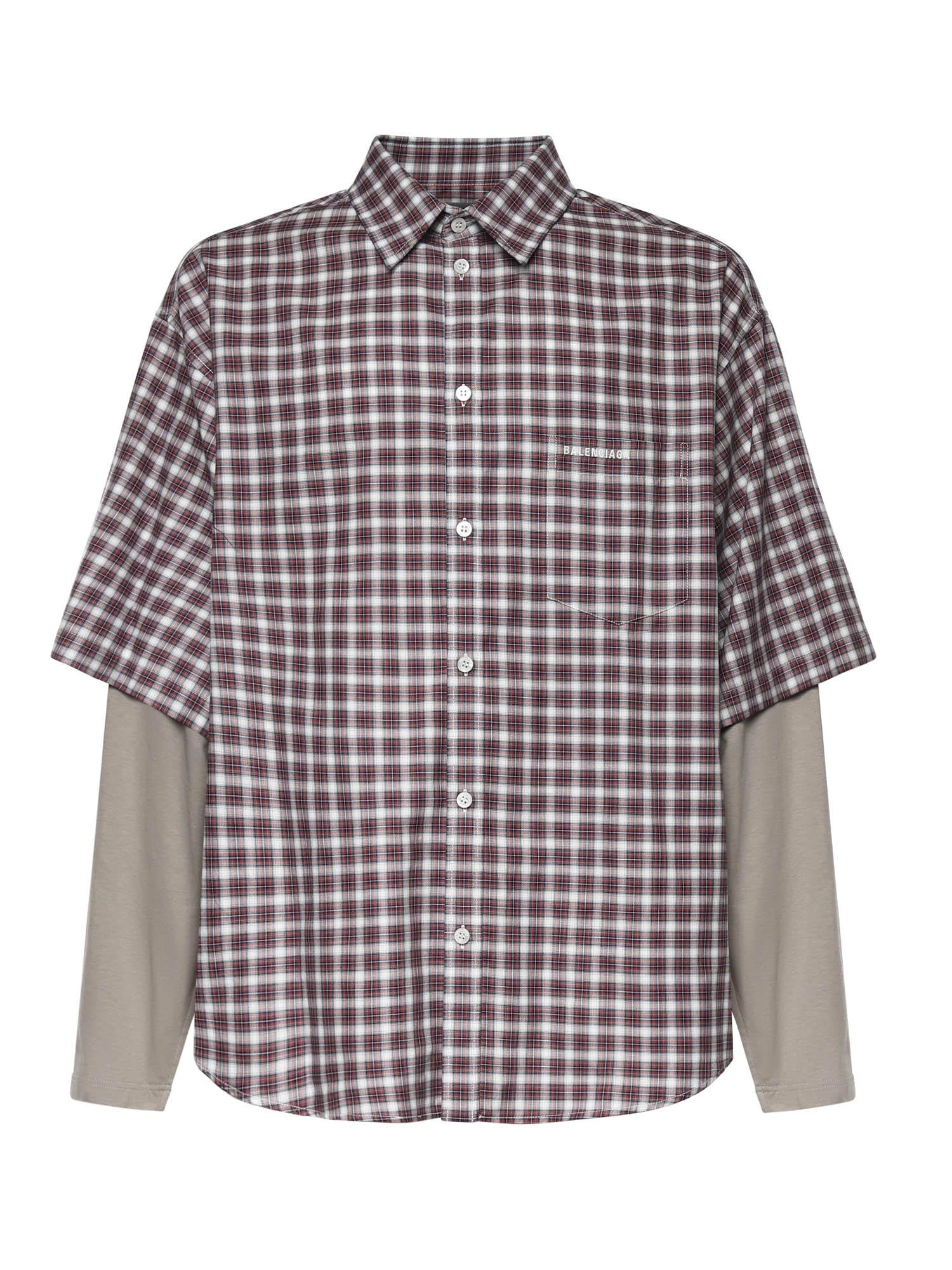 Camicia Wrong Sleeve in popeline check 866543 TUM176011 BALENCIAGA 