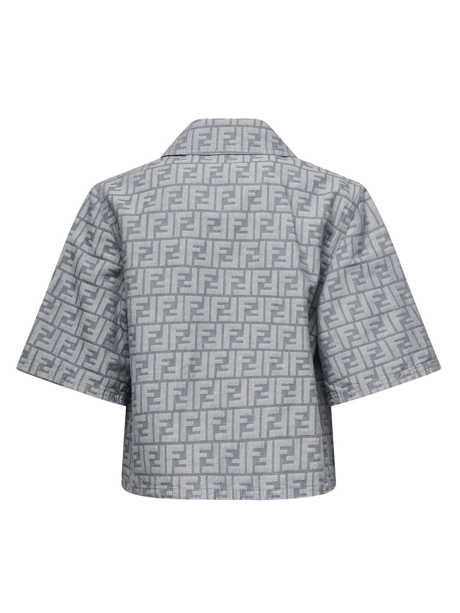 Giacca cropped in chambray FF jacquard<BR/> FLF790 ASMFF1SAT FENDI 