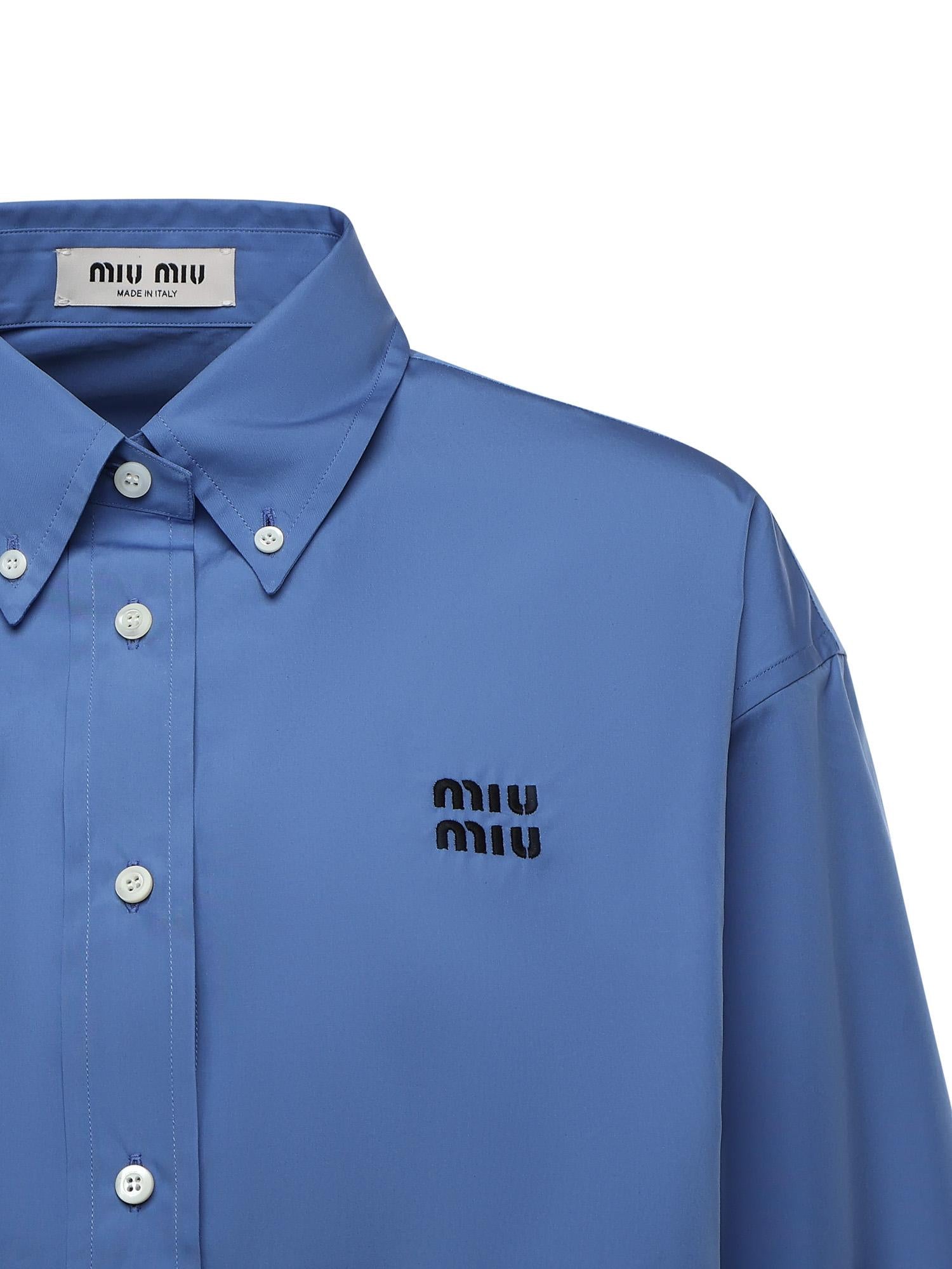 Camicia in popeline con logo MK1659 10RGF0237 MIU MIU 