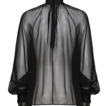 Blusa a collo alto in chiffon trasparente F79EMT FU1ATN0000 DOLCE & GABBANA 