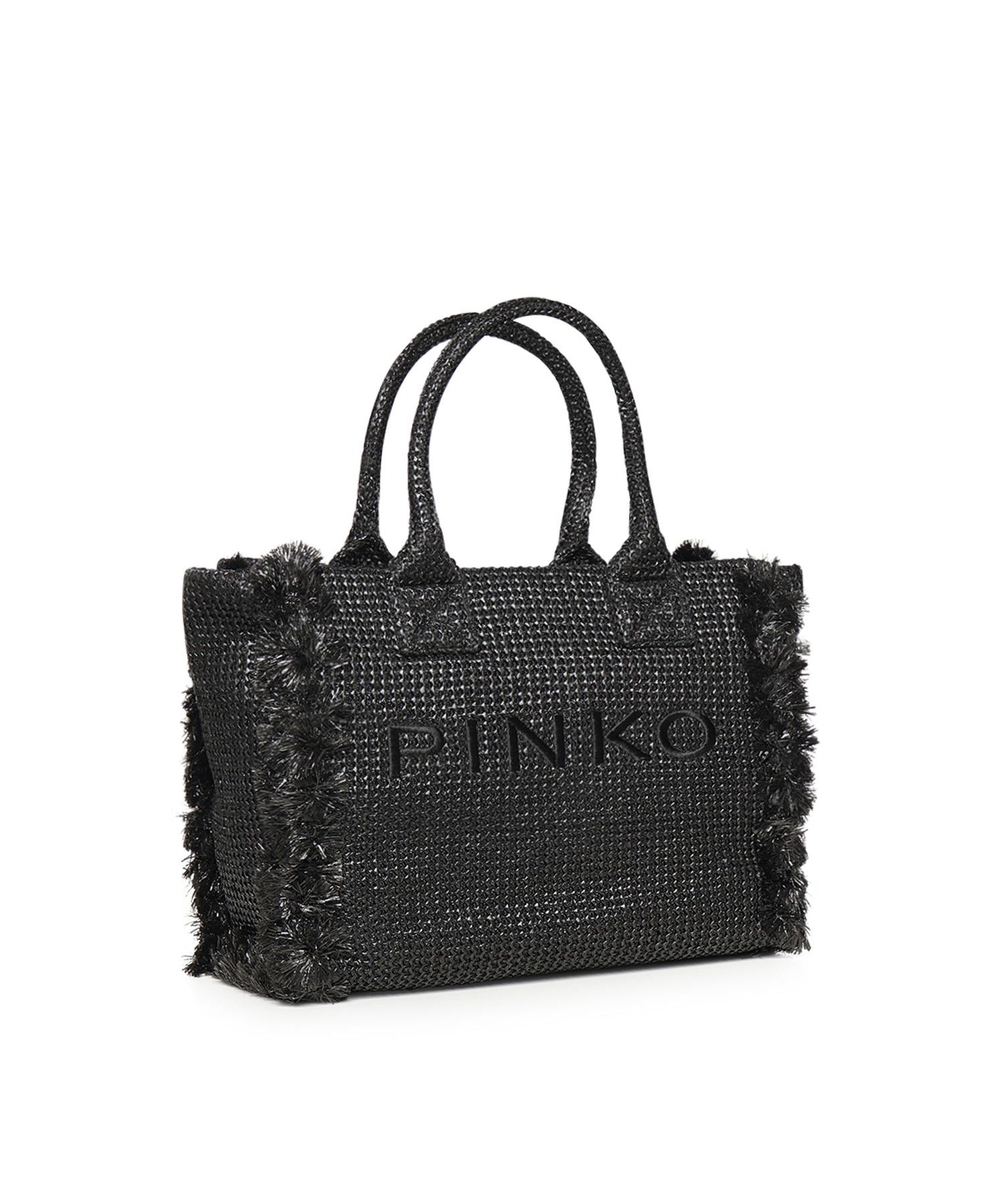 Borsa shopper media Beach in rafia con logo e nappine 106673 A39YZ99Q PINKO 