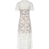Abito midi in pizzo SS26096M W SELF-PORTRAIT 