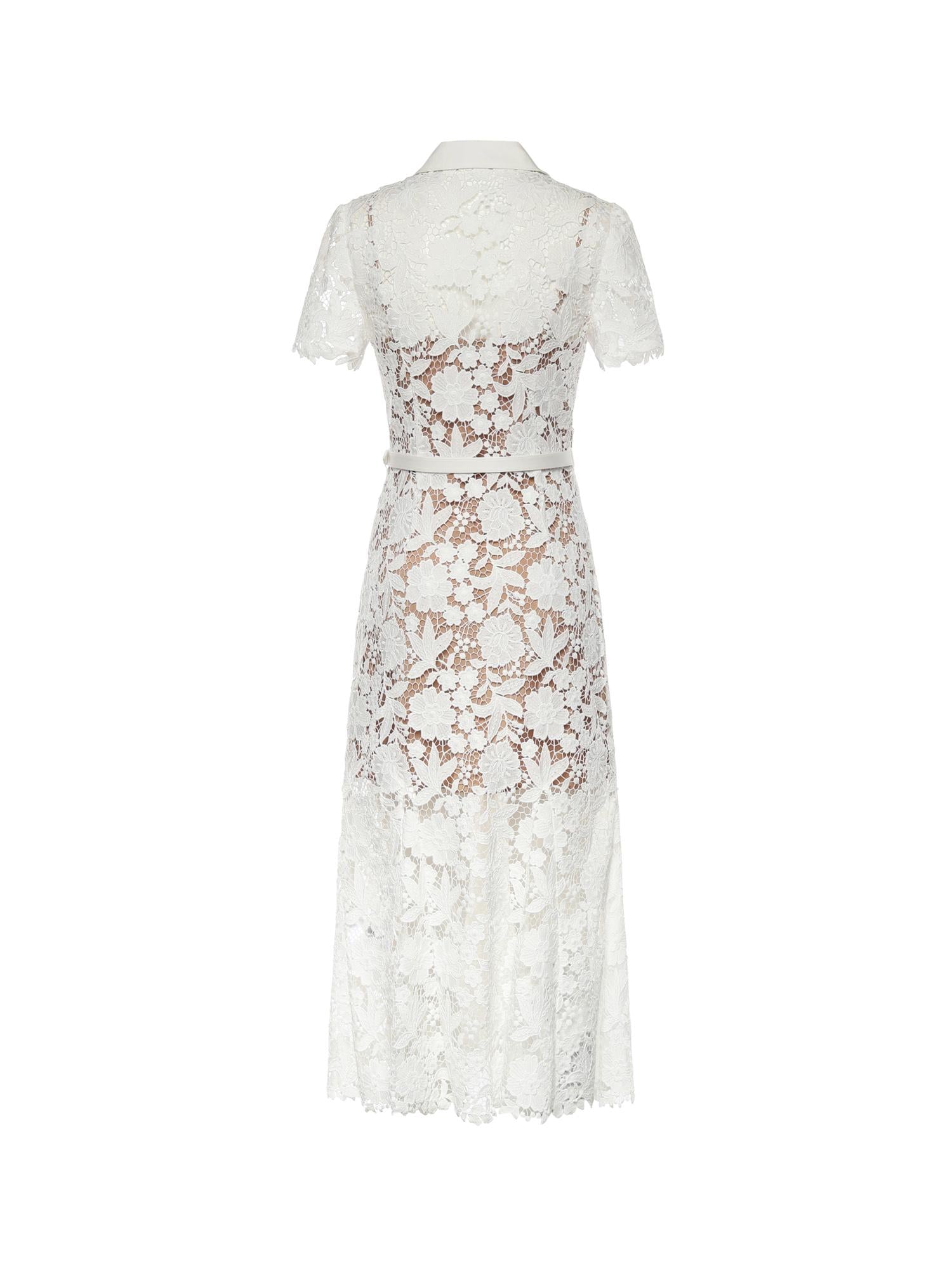Abito midi in pizzo SS26096M W SELF-PORTRAIT 