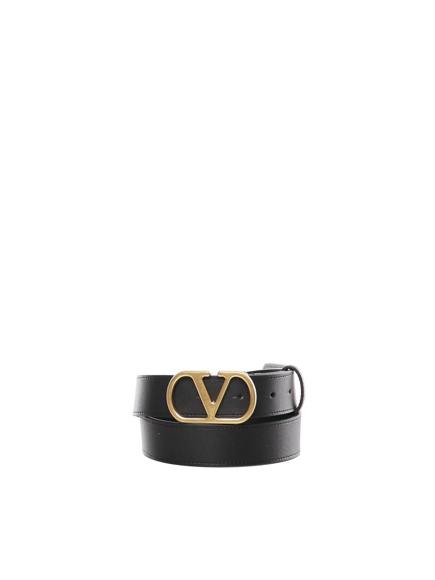Cintura VLogo Signature in pelle<BR/> 8W2T0SM3 IYR0NO VALENTINO GARAVANI 