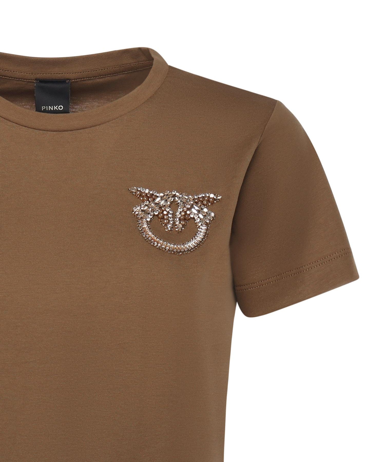 T-shirt con ricamo logo Love Birds in cristalli 103320 A2RNM10 PINKO 
