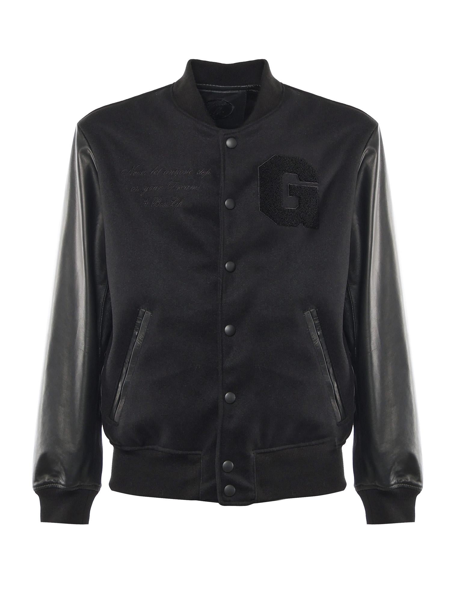Bomber Varsity in nappa e tessuto VARSITY NAPPANERO GIULIANO GALIANO 