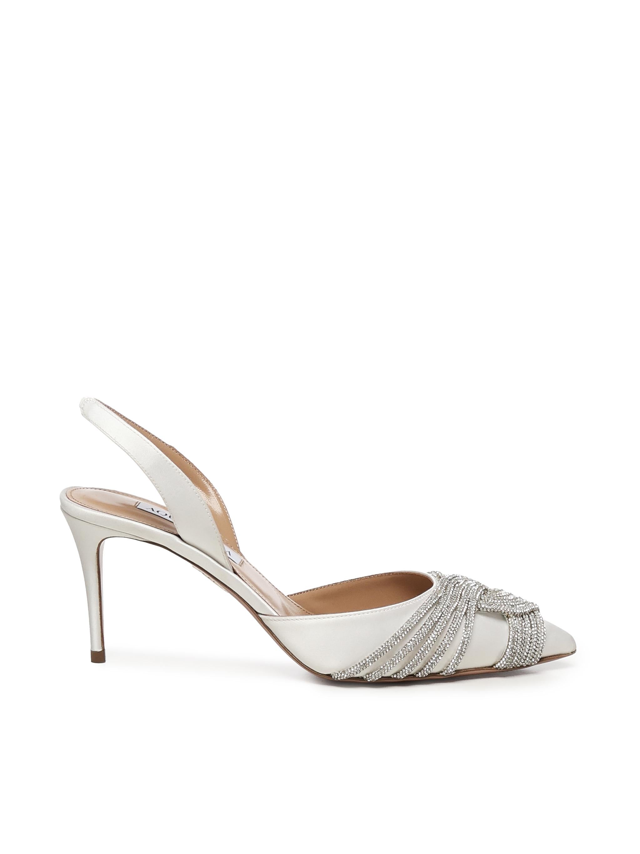Décolleté Gatsby in raso con cristalli GASMIDL1 SATFFF AQUAZZURA 