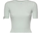 Top cropped in maglia a coste con logo 126MPU267FI0001 7038 COURREGES 