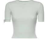 Top cropped in maglia a coste con logo 126MPU267FI0001 7038 COURREGES 