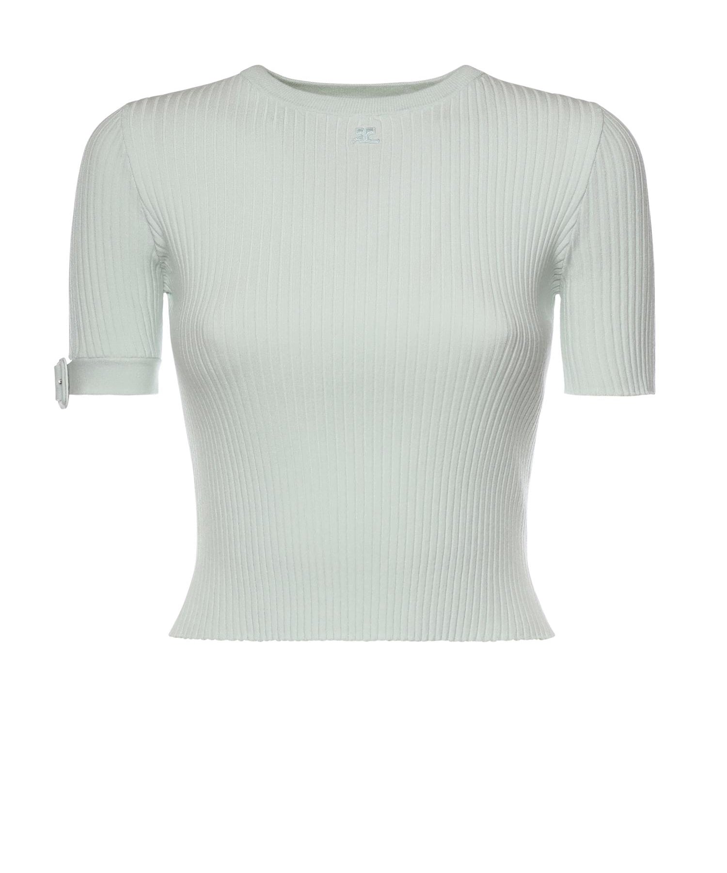 Top cropped in maglia a coste con logo 126MPU267FI0001 7038 COURREGES 