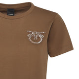 T-shirt con ricamo logo Love Birds in cristalli 103320 A2RNM10 PINKO 