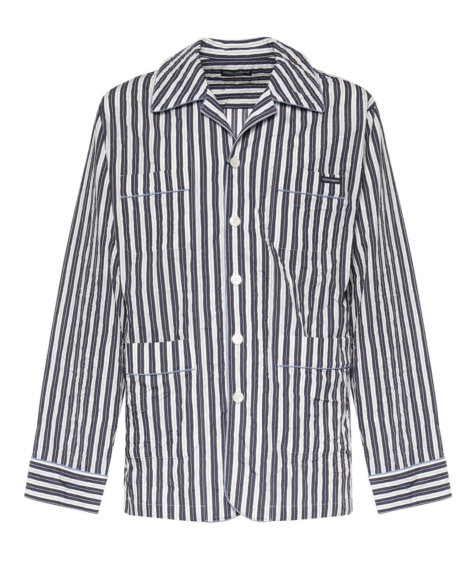 Camicia Vanity a righe con logo G5OI1T FBMFUS8053 DOLCE & GABBANA 