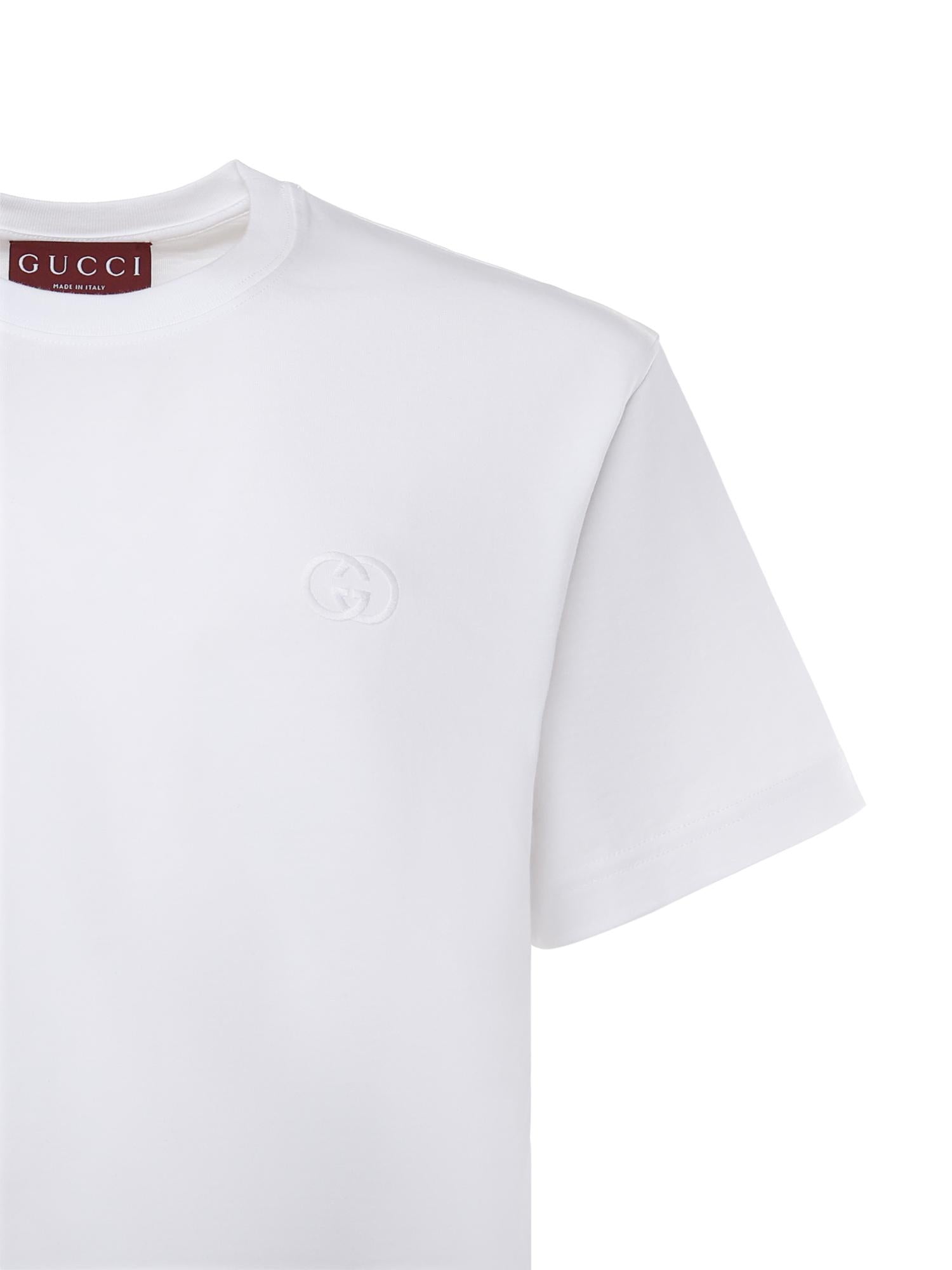 T-shirt in cotone con ricamo logo 796395 XJHKE9692 GUCCI 